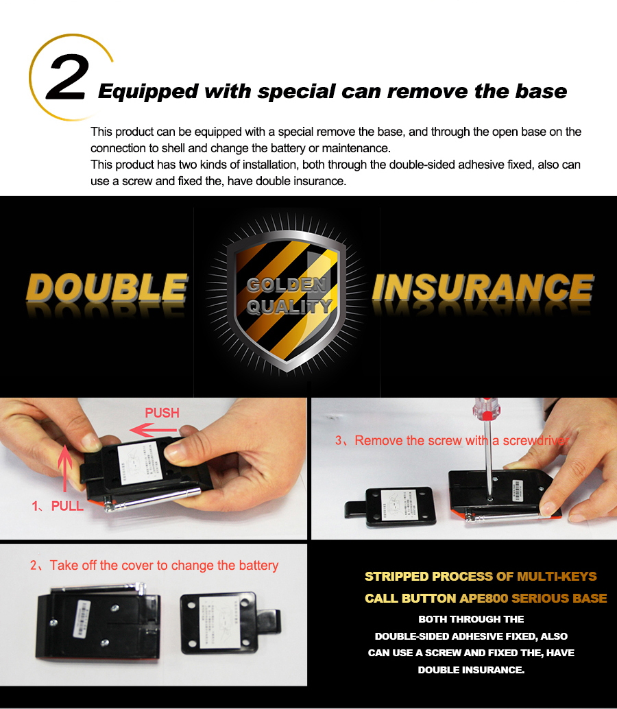 Hot sale wireless small size super signal transmitting distance multi-keys push call button