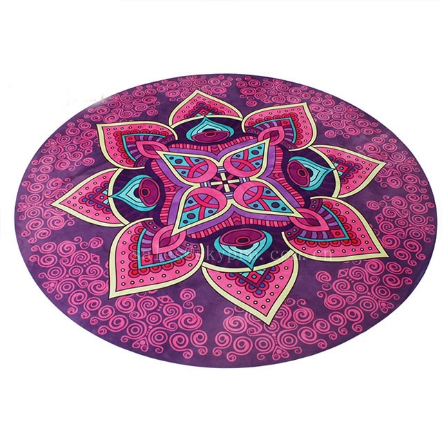 Natural Rubber Suede Circle Yoga Mat Microfiber Surface For Fitness