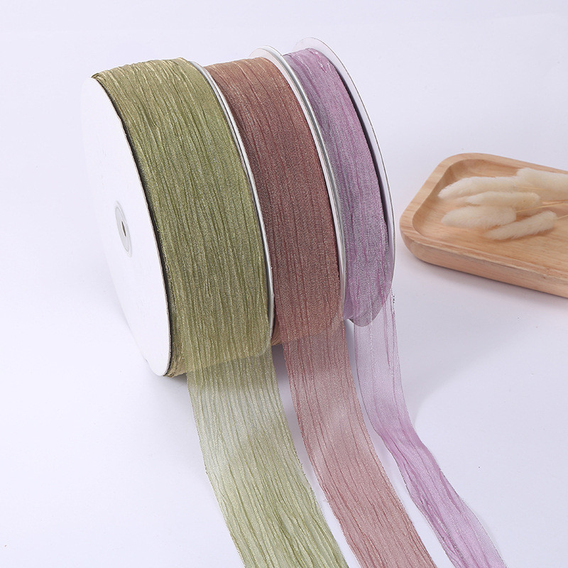 Gift Wrapping 25mm Organza Ribbon Korea 2.5cm Sheer Wired Ribbon