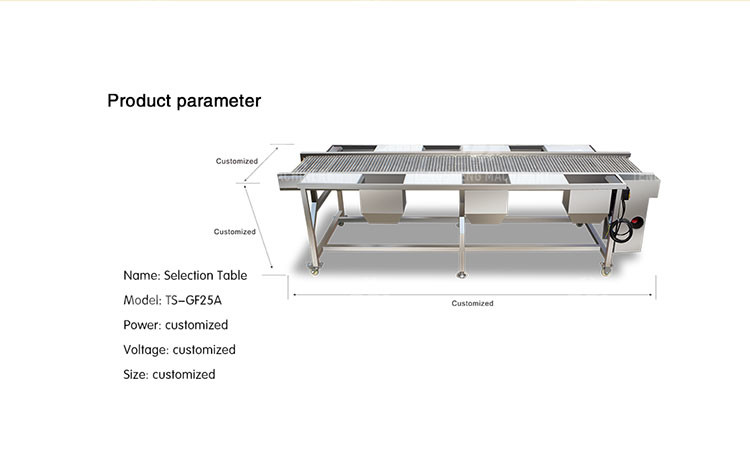 Customized Vegetable Processing Machine Fruit Sorting Table