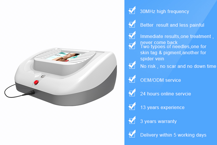 Manufacturer supply 30Mhz vascular removal Therapy varicose RBS High Frequency laser spider vein removal machine