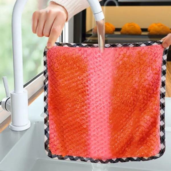 KILINE Microfiber Kitchen Rag Dish Cloth Non-stick Oil Thickened Table Cleaning
