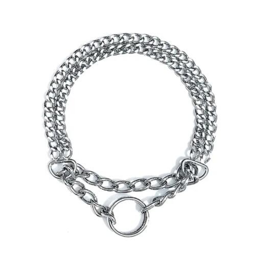 Triple pet chain Dog Training Choke Chain With Triangle Chain Adjustable pet Choke chain