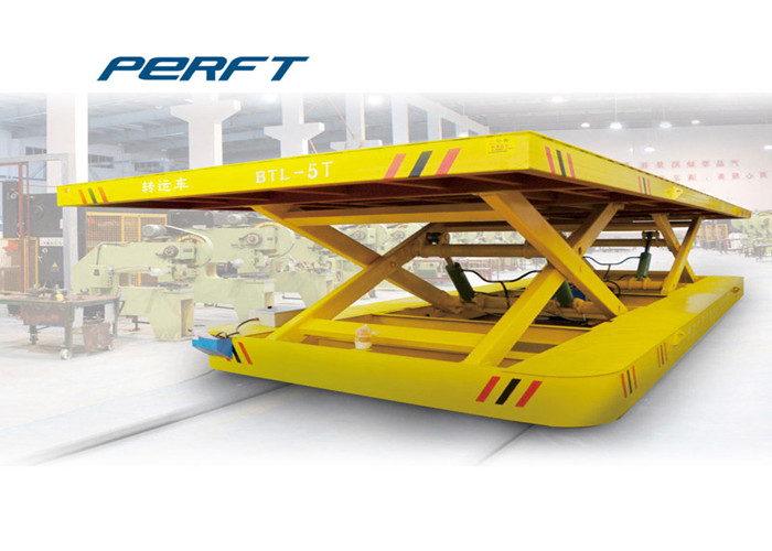 scissor hydraulic lifting rail battery material handling equipment heavy duty plant transfer cart