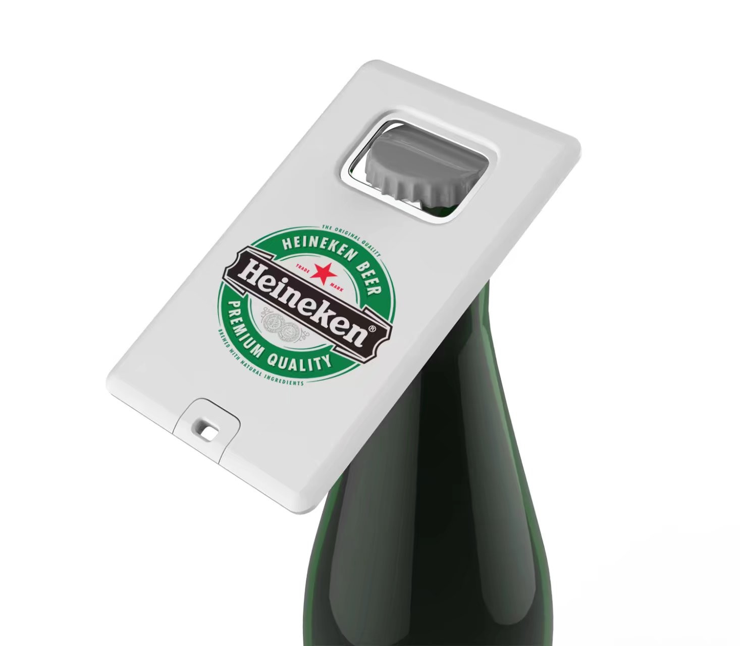 Plastic Credit Card USB Flash Drive With A Metal Bottle Opener USB 2.0 128GB