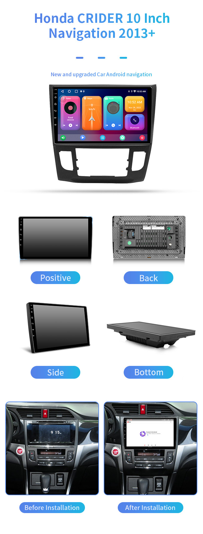 For Honda CRIDER 2013+ WiFi 4G Internet Access Car Computer Bluetooth Car Navigation