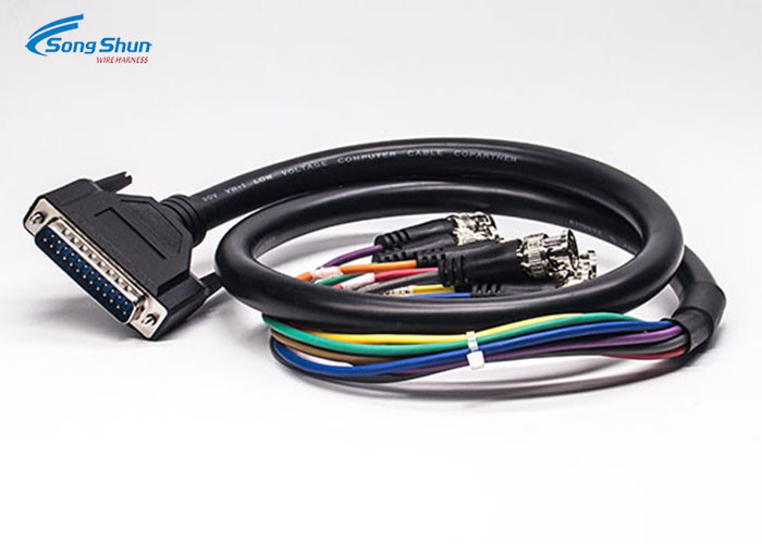 HDB 25pin VGA D SUB Cable Male RGBHV 7xBNC Video Assembly Motocycle Bus Bike