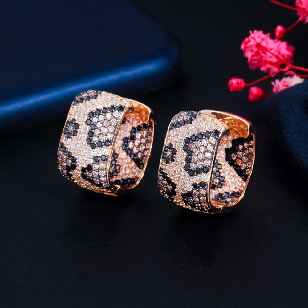Luxuries CZ Earrings for Women Gold Zirconia Zebra Earrings Brides Bridesmaid jewelry earrings necklace jewelry set