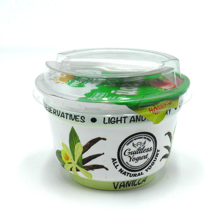 Red 200ml Polystyrene Yoghurt Pots Cups With Aluminium Foil Lid