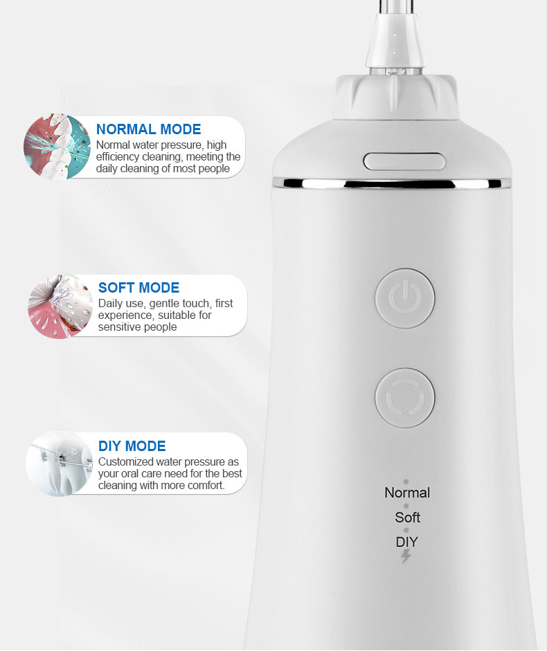 FCC ABS Quiet Oral Water Flosser Wireless White Gray Transpent Color