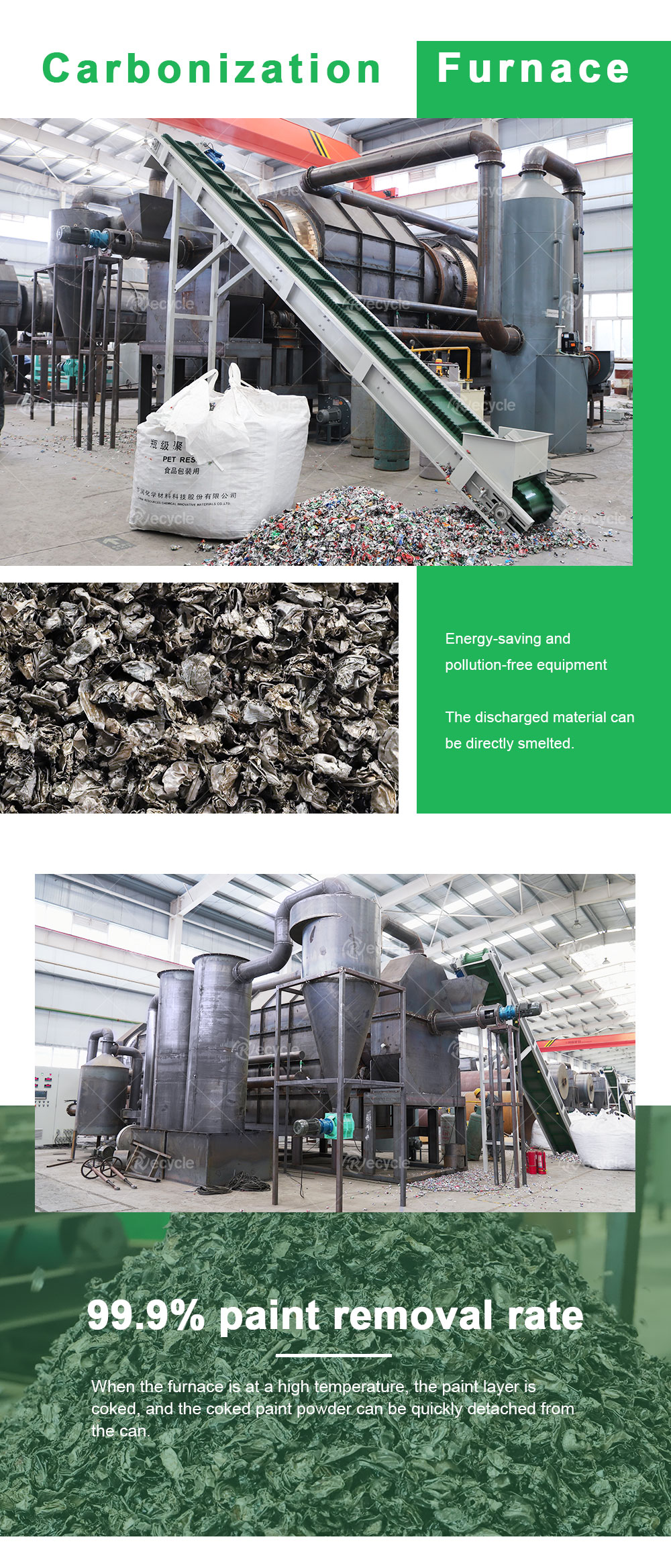 Aluminum Cans Paint Removing Machine UBC Decoating Furnace 800kg/h-1500kg/H
