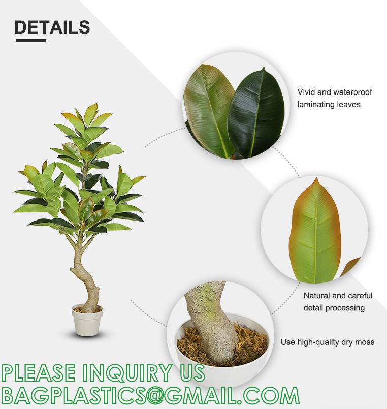 1.3m Potted Oak Tree Bonsai Faux House Plants For Home Decor Artificial Rubber Ficus Greenery Home Sets