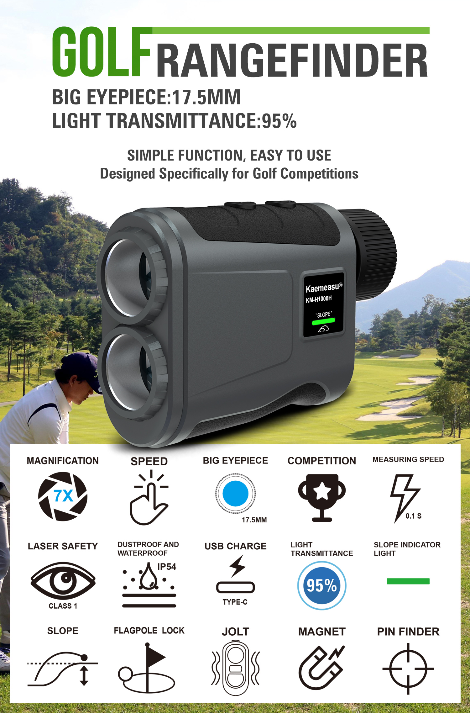 ODM Customized Support 1500m Golf Rangefinder with Slope Function and Binoculars