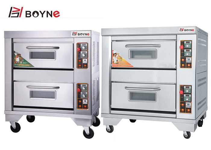 Commercial Mechanical Stainless Steel Bakery Gas Oven With Two Deck Two Trays Capacity