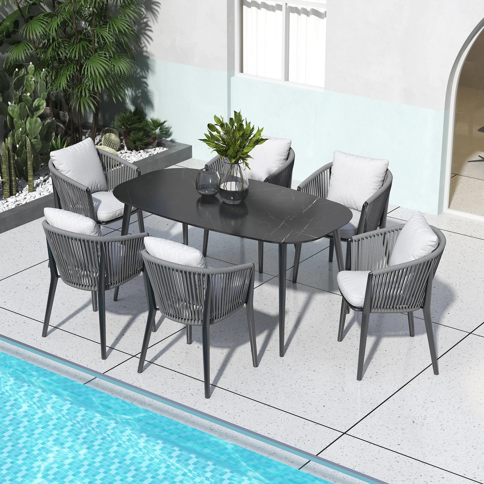 Open Air Balcony Garden Furniture Set Unfolded Plastic Rattan Chair And Table
