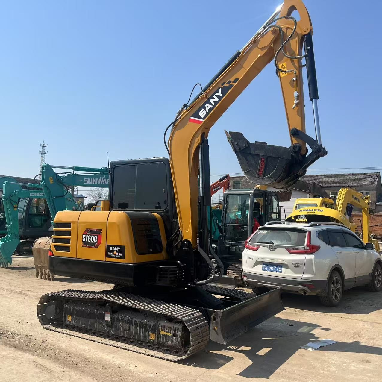 6 Ton Sany 60CPro Used Crawler Excavators Small Construction Equipment With 0.21m³ Bucket Capacity