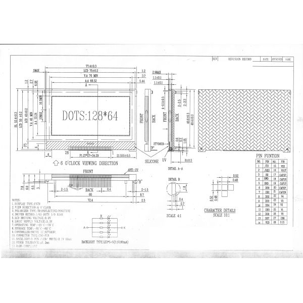 FSTN Positive Black Lcd Graphic Display 128x64 With SGS / ROHS Certificate