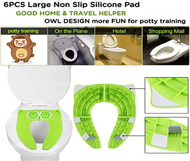 Green Foldable Reusable Potty Training Seat Covers for Baby / Kids