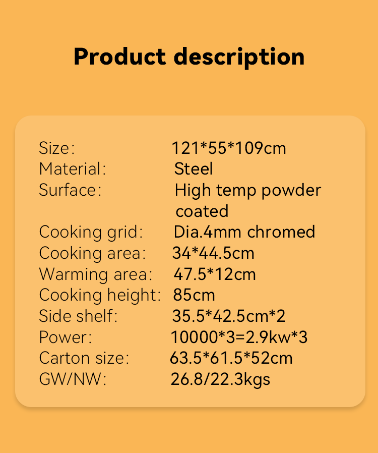 Indoor and Outdoor Multi-Stage Regulation 3 Burner Black Commercial Gas Bbq Grill Machine
