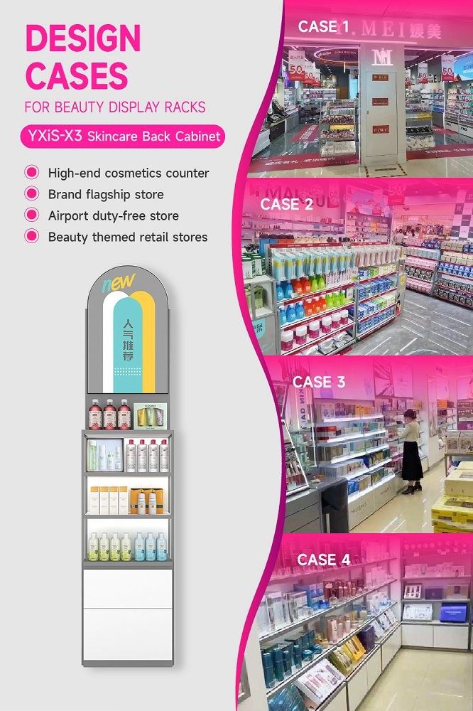 YXiS-X3 40mm Soft Film Light Box Skincare Display Cabinet with Adjustable Shelves
