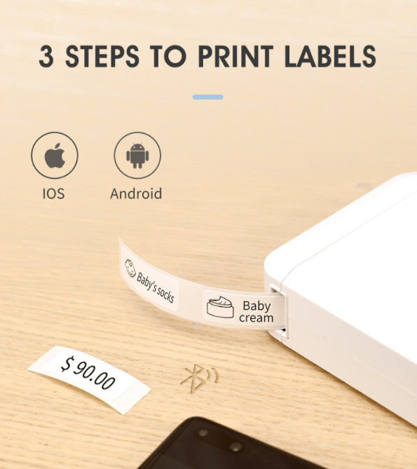 15mm Barcode Label Making Machine Printer 60mm/s Mini Thermal Sticker Printer