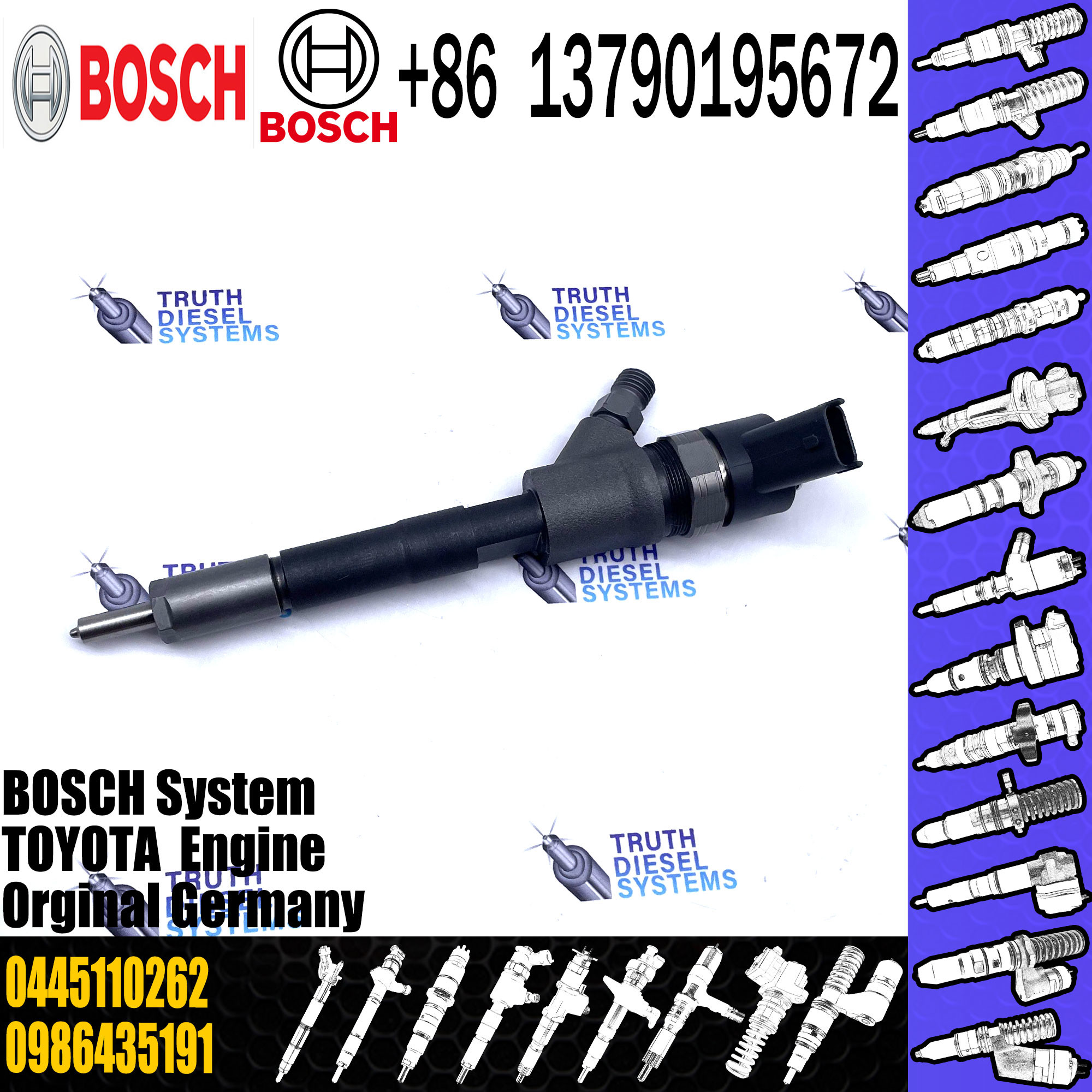 Common Rail Bosch Diesel Injector Parts 0445110261 0445110262 0445110265