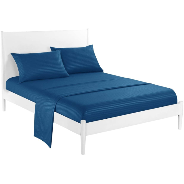 Satin Stripe 90GSM Microfiber Extra Soft Luxury Bed Sheets Set 3pcs 4pcs Navy Deep Pocket