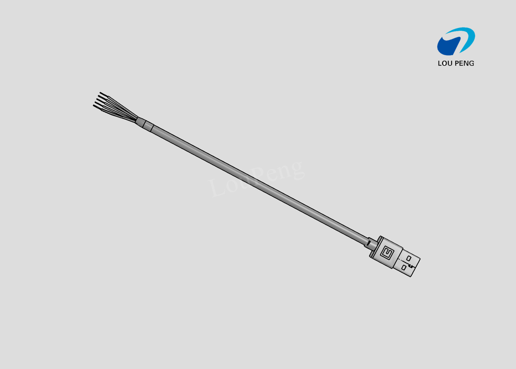 USB Cable Assemblies, USB 4-Position Plug, AM to Tin sealing wire, Single-Ended, Standard, 28AWG Wire Size, Black