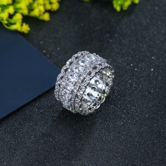 925 Sterling Silver Jewelry Vintage Purple Crystal Couple's Wedding Silver Rings Zirconia Ring Wedding Ring Jewelry
