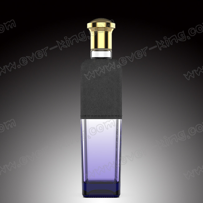 Color Spraying Leather Liquor Glass Bottle Customized 700ml