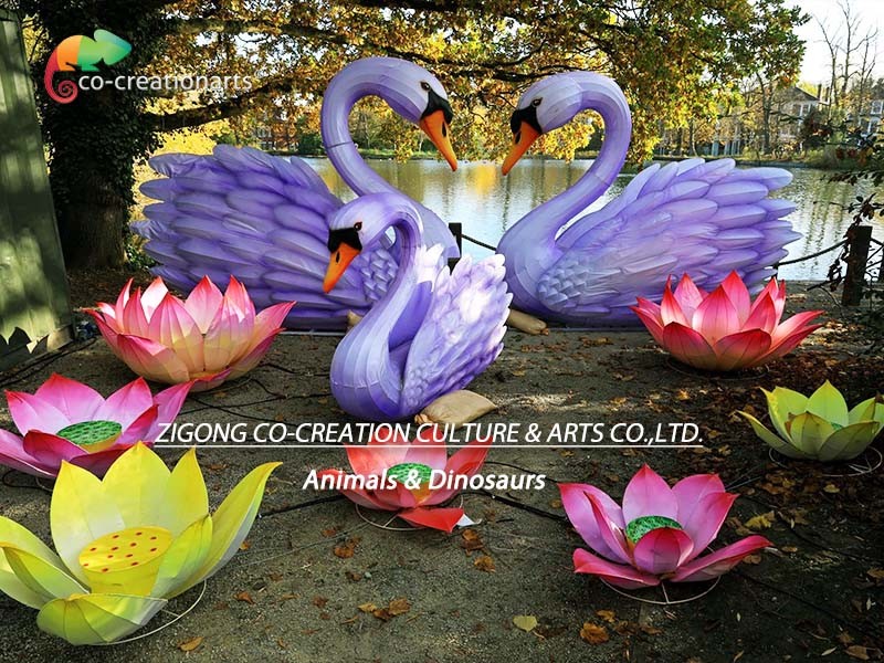 Theme Park Decoration Chinese Festival Lanterns Cygnus Animal Shaped Lanterns