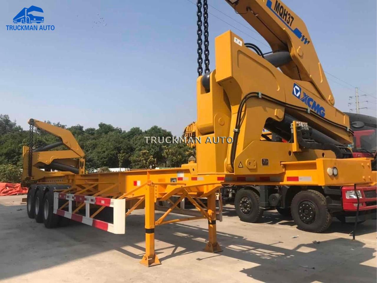 40 Feet Container Side Loader Trailer Easily Operating With 37 Tons Crane
