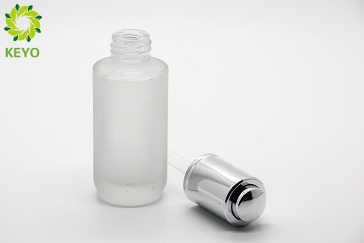Frosted Glass Foundation Bottle , 30ml Glass Dropper Bottles For Essential Serum