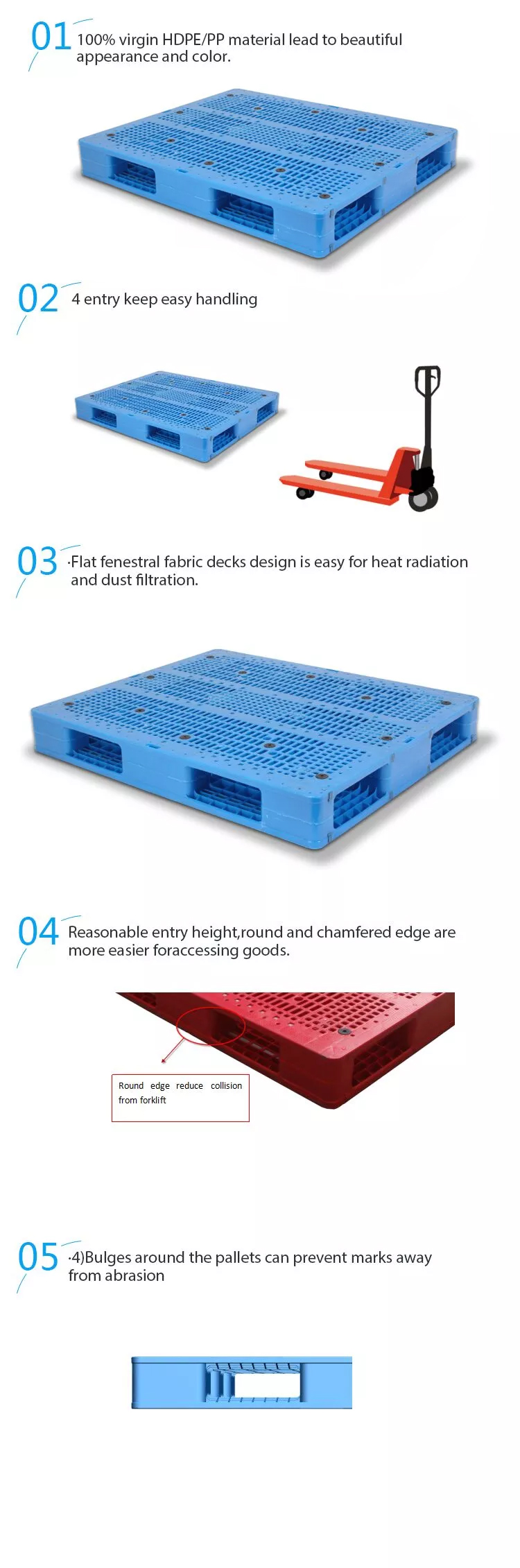 Factory cheap price plastic pallet large dimension long-working life plastic pallet