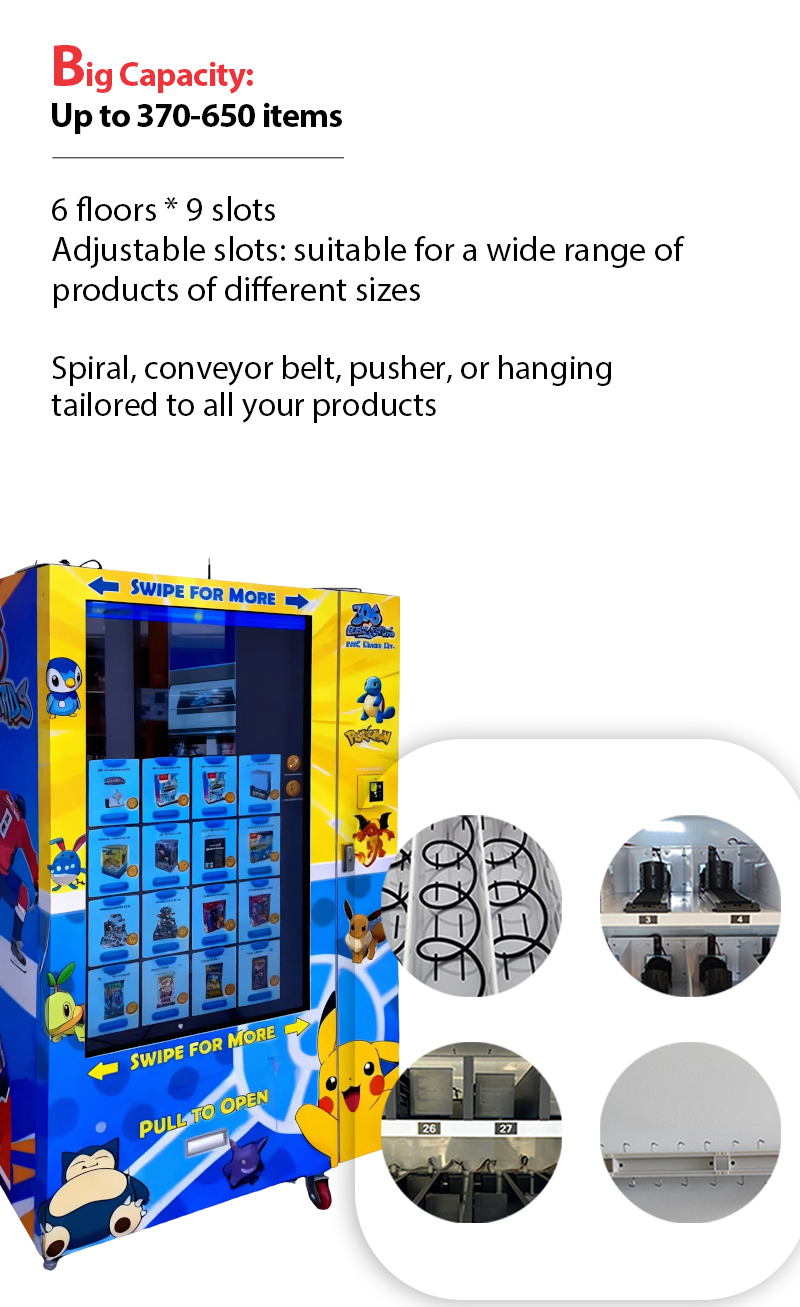 Pokemon TCG Vending Machine with 55 Inch Touch Screen, Cashless Payment, and Large Capacity