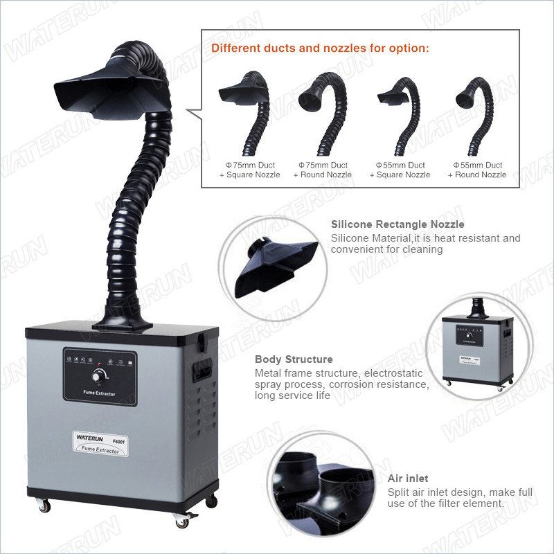 80W Portable Solder Fume Extractor 235m3/h System Flow With Removable Wheels