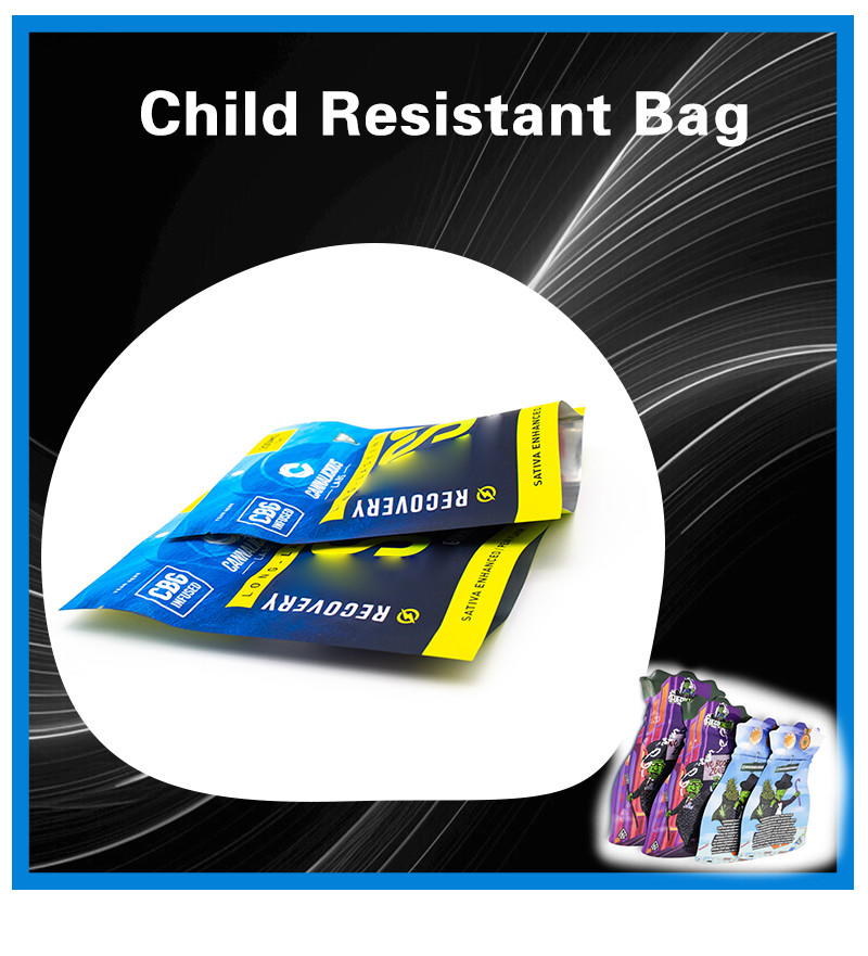 Custom Three-Sided Child-Resistant Vmopp+Pet+Pe Zipper Packaging Bag