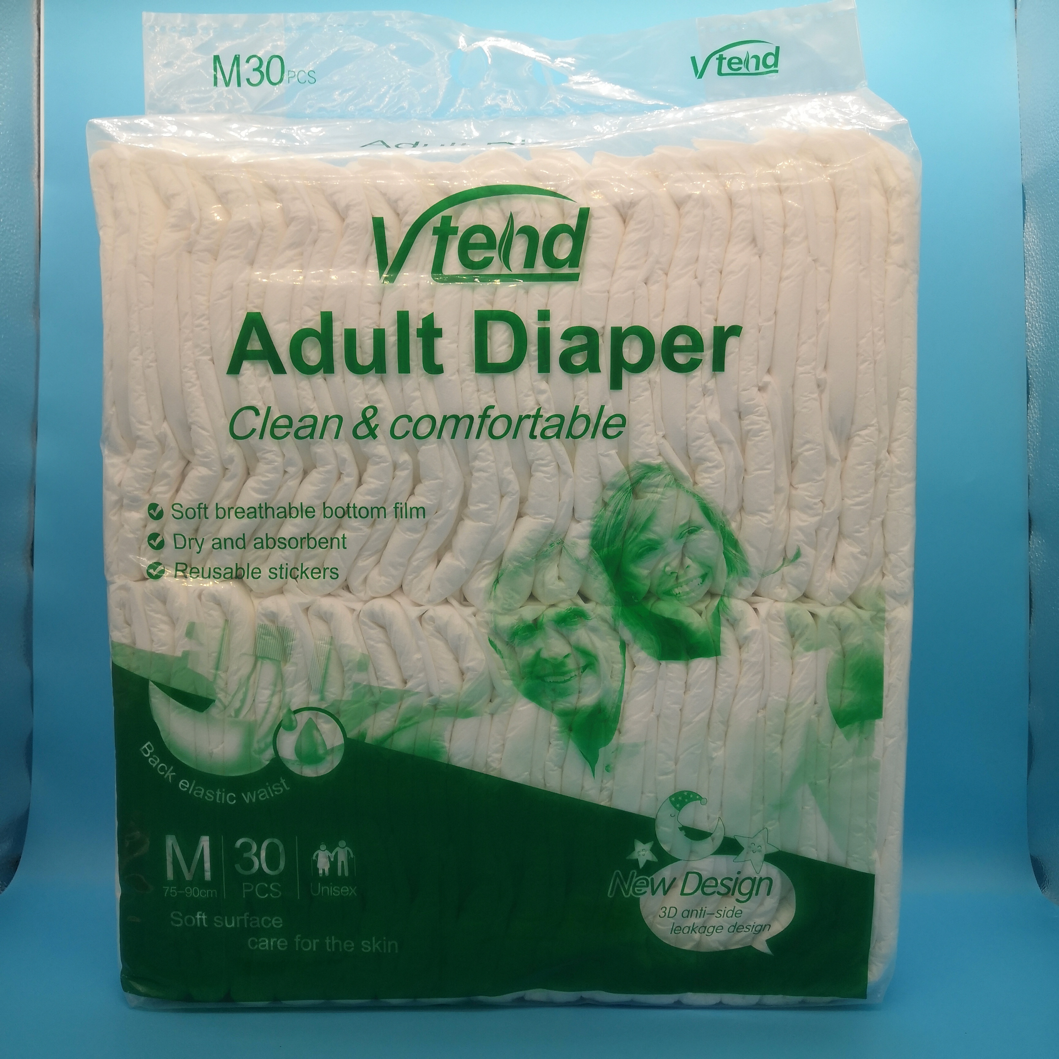 Disposable Printed Adult Diaper Container for Men/Women Briefs Japan Sap Performance