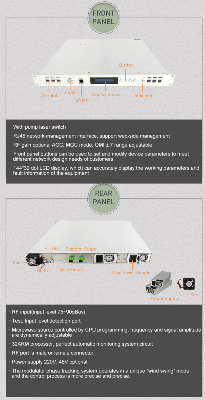 Analog External EDFA Optical Amplifier / EDFA Optical Transmitter 100KM 1550NM