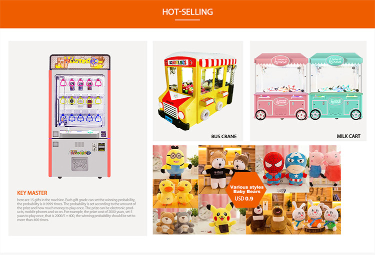 Bilingual Claw Crane Machine Toughened Glass Manual Operation Bear Toy