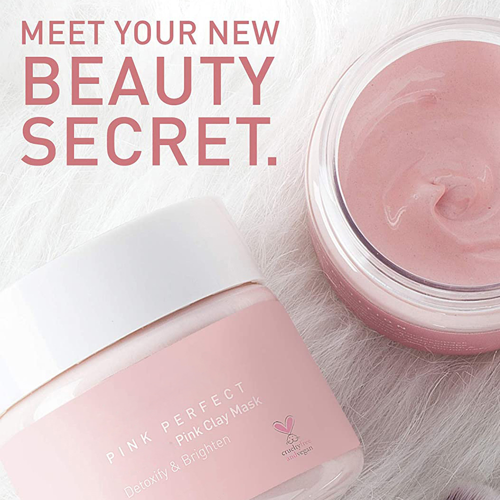 Private Label Pink Clay Mask Exfoliating Facial Mask to Brighten Skin Minimize Pores