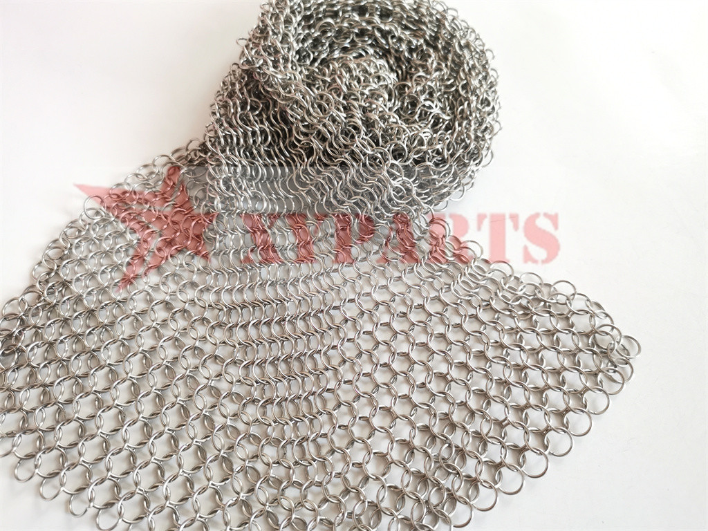 15x15cm Stainless Steel Ring Mesh Scrubber Square Shape For Kitchen Cleaning