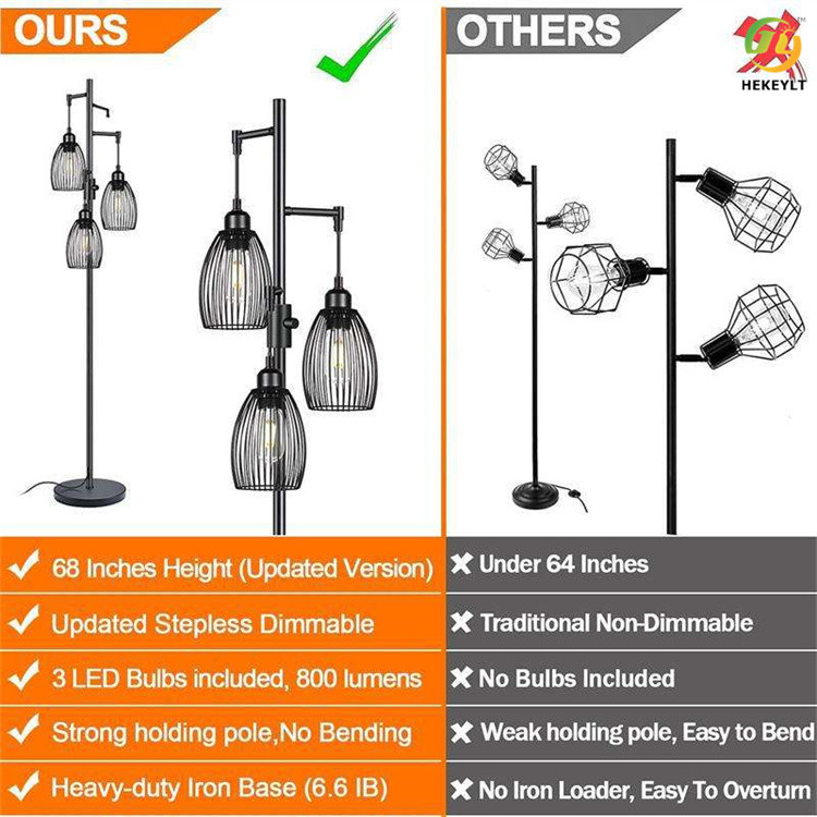 60w Modern Floor Light Dimmable Farmhouse Tree Led Metal Light