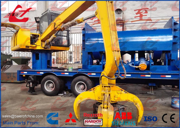 Mobile Scrap Metal Baler Logger With Trailer and Grab Feeding For Light Metal Scrap Baling Press