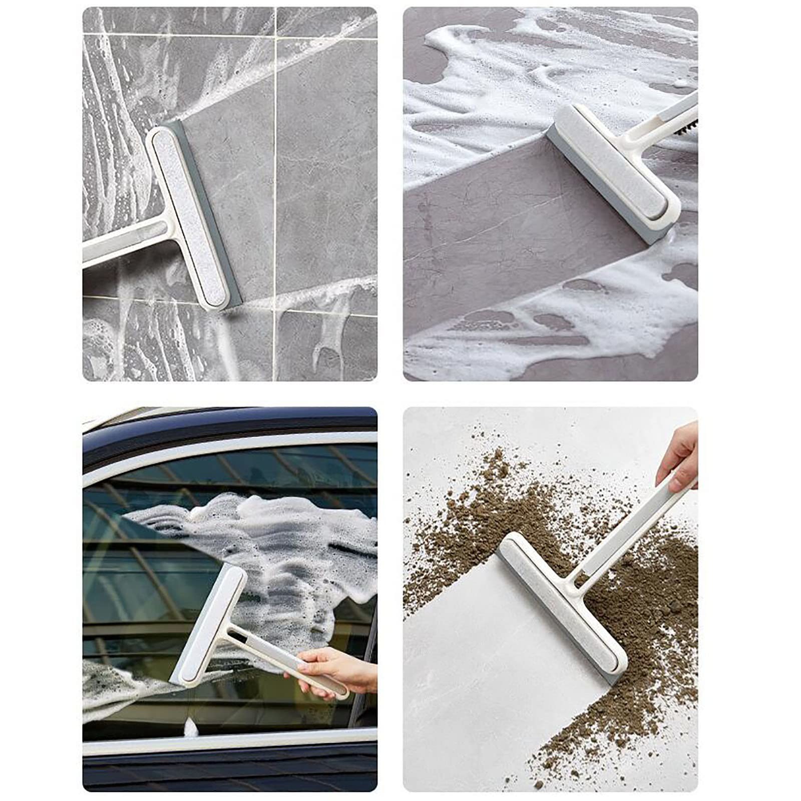 4 in 1 Multi-Functional Shower Squeegee Silicone Scraper Cleaner for Mirrors Shower Doors Car Windows Glass Doors Cleaning Tool