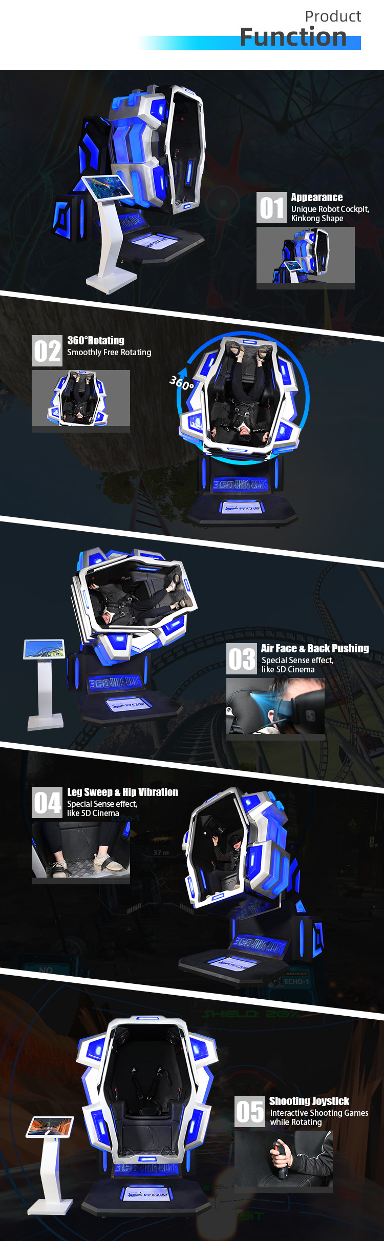 9D Virtual Arcade Machine 4.0KW VR 360 King Kong Simulator With Joystick