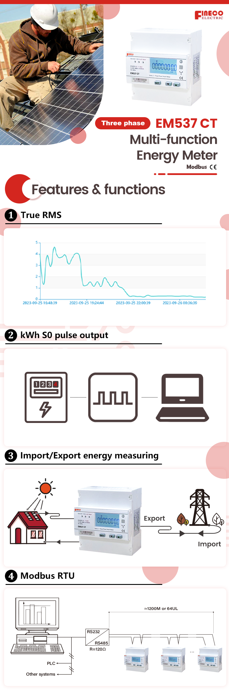 Modbus RTU Communication Dual Tariffs Three Phase WiFi KWh Meter for Within Budget