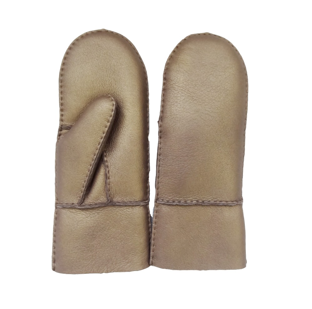 Metal Hand Sewn Winter Leather Mitten Gloves Classic Style Customized Size