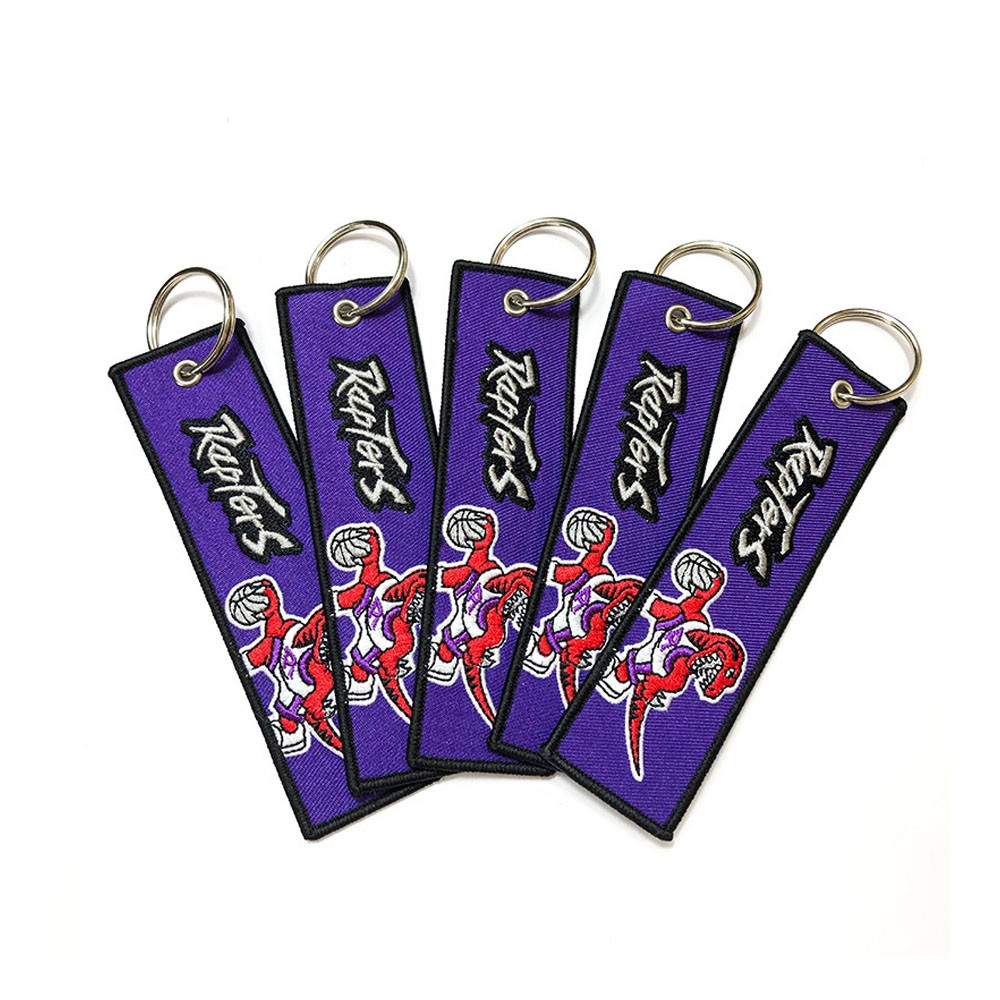 Logo Custom Embroidered Keychain Twill Merrowed Border 12 Colors OEM