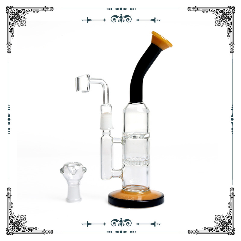 Dab Oil Rig Turbine Perc With Honeycomb Perc Smoking Water Pipes Heady Glass Bowl and Quartz Banger